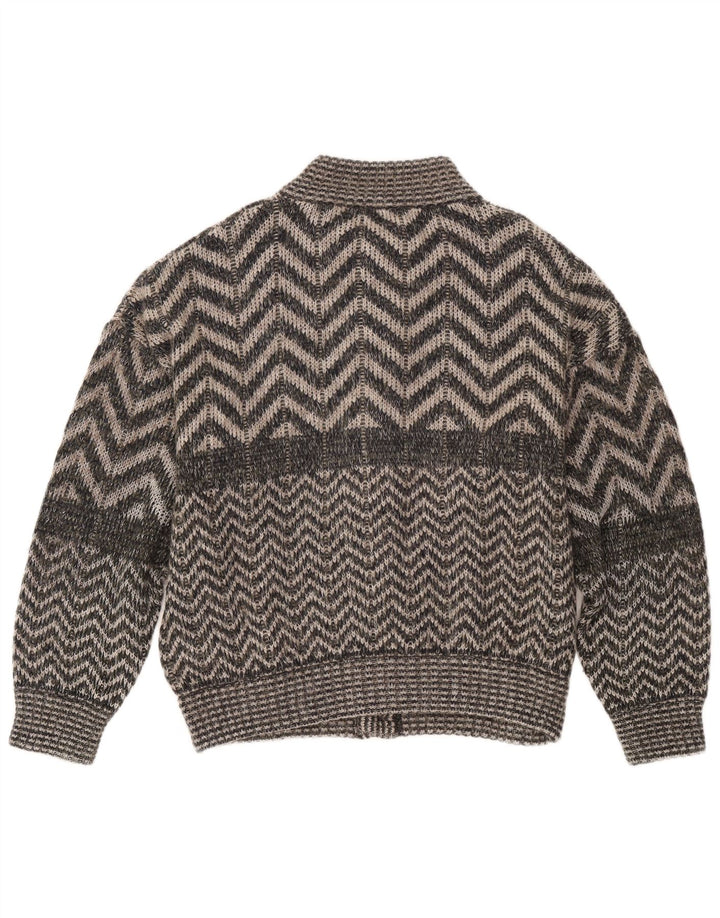 Maglione cardigan da uomo vintage XL grigio Chevron