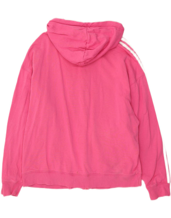 Maglione con cappuccio e zip oversize da donna Adidas UK 16/18 Large Rosa Cotone