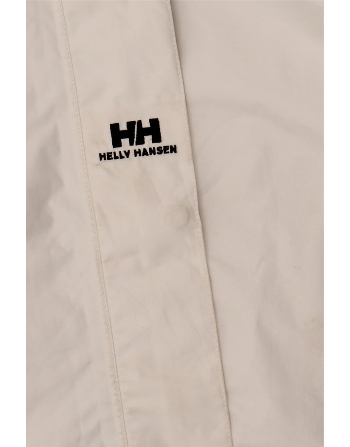 Giacca antipioggia con cappuccio da donna Helly Hansen UK 16 grande poliestere bianco