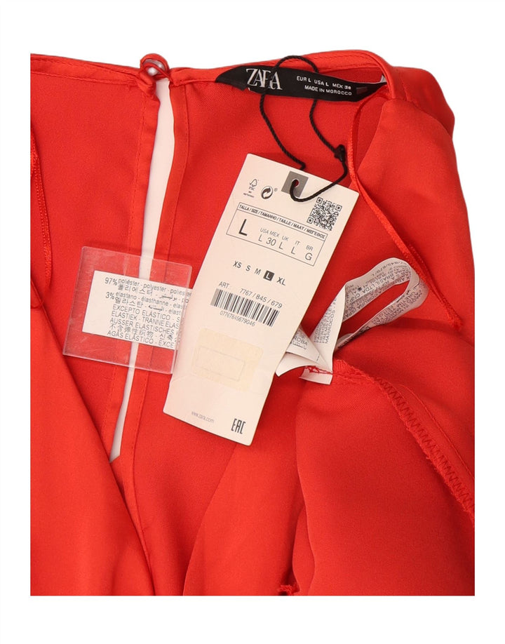 Vestito lungo ZARA da donna con maniche a 3/4 UK 16 Large Arancione Poliestere