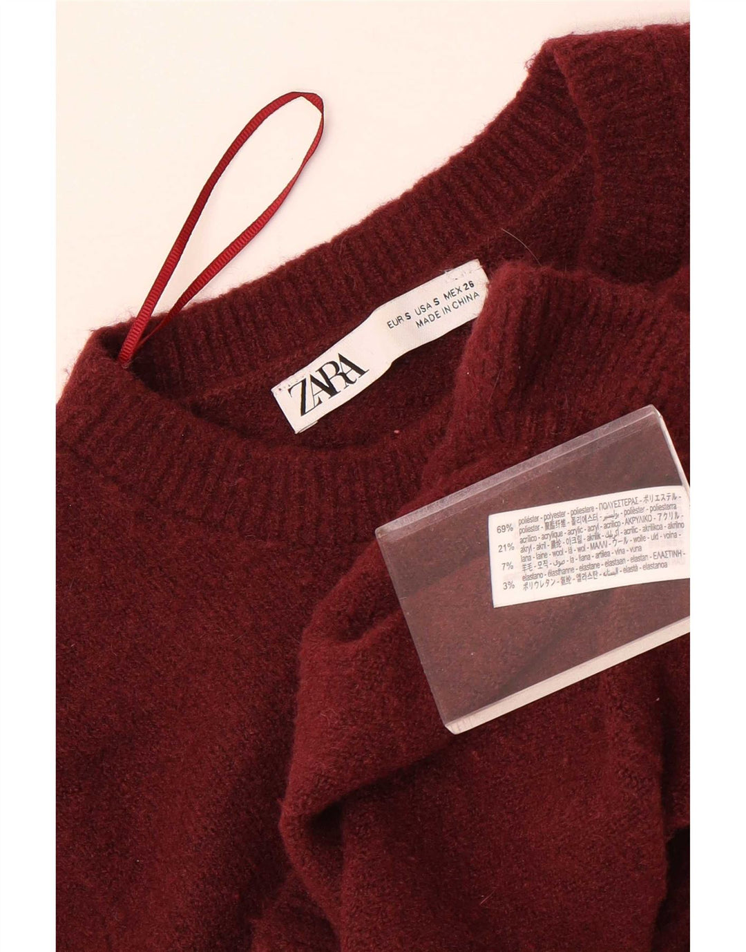 Maglione cardigan corto da donna Zara UK 10 piccolo poliestere marrone