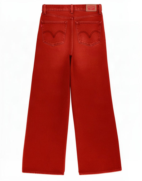 Jeans Levi's da donna a gamba larga a vita alta W26 L29 cotone rosso
