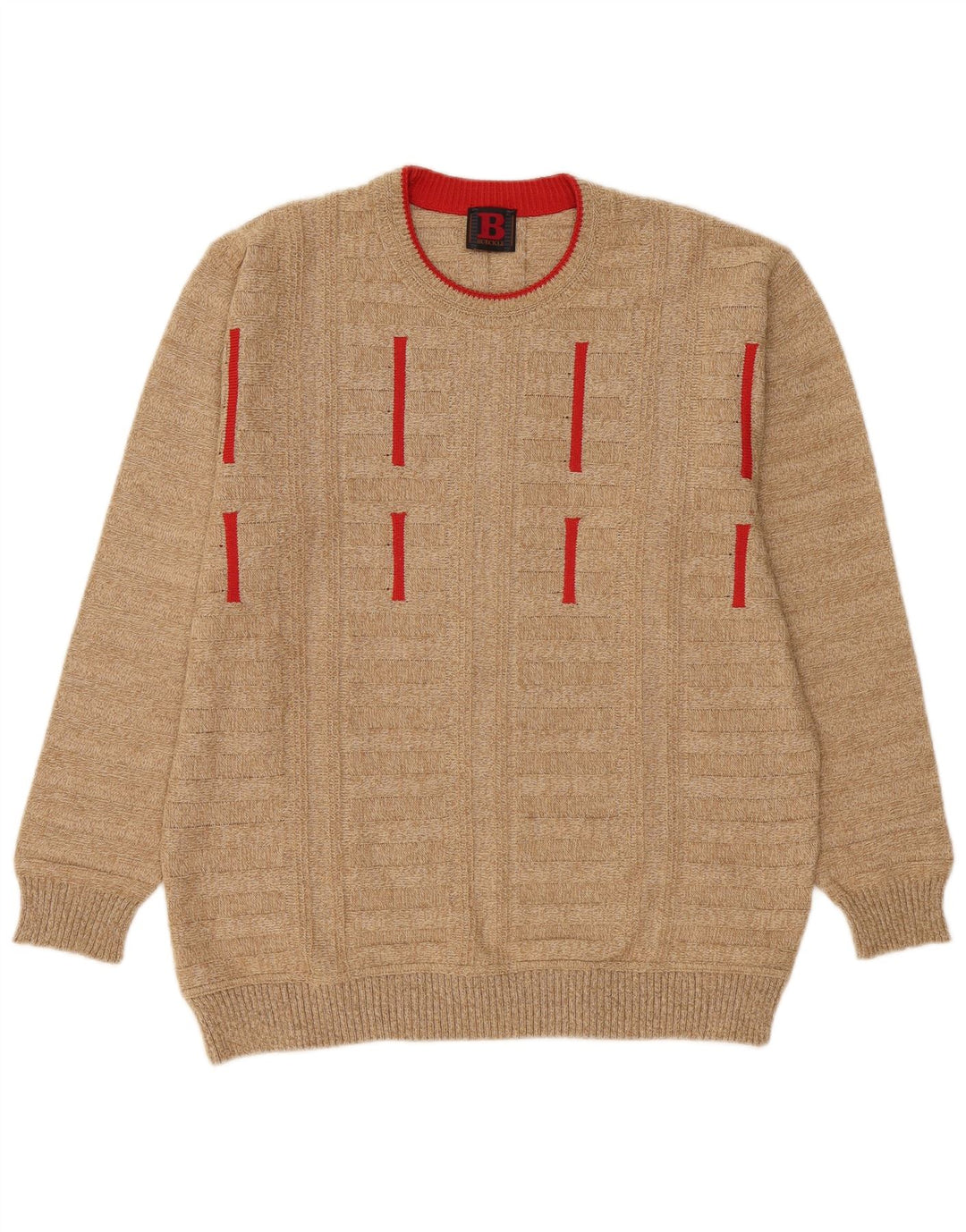 Maglione girocollo da uomo Bueckle IT 50 Cotone a righe beige medio