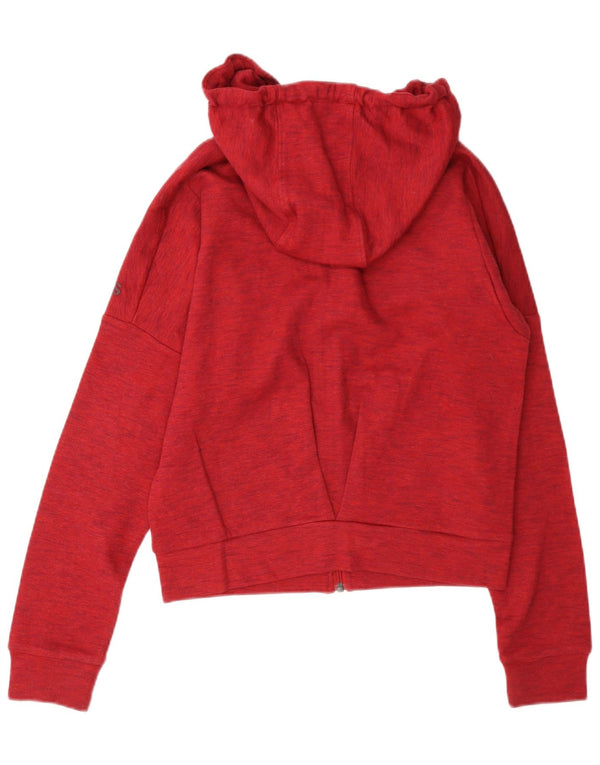 Maglione con cappuccio e zip da donna Adidas UK 12 cotone medio rosso screziato