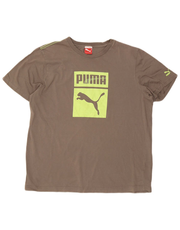 T-shirt grafica da uomo Puma Top XL in cotone grigio
