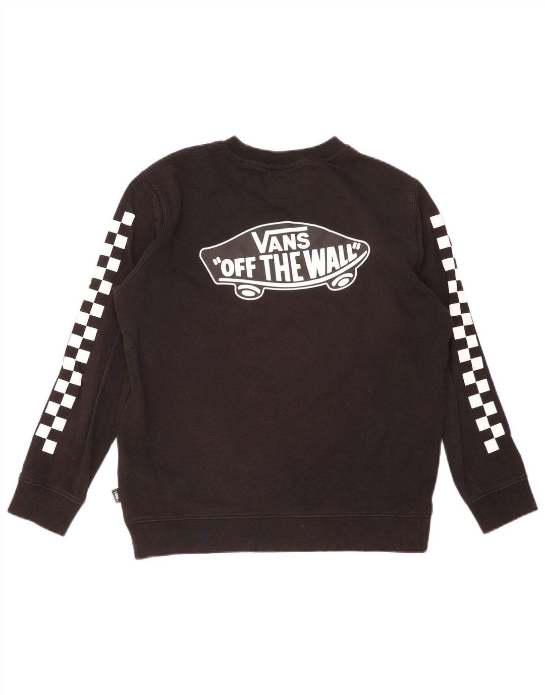 Felpa con grafica da donna Vans, maglione UK 16, grande, cotone nero