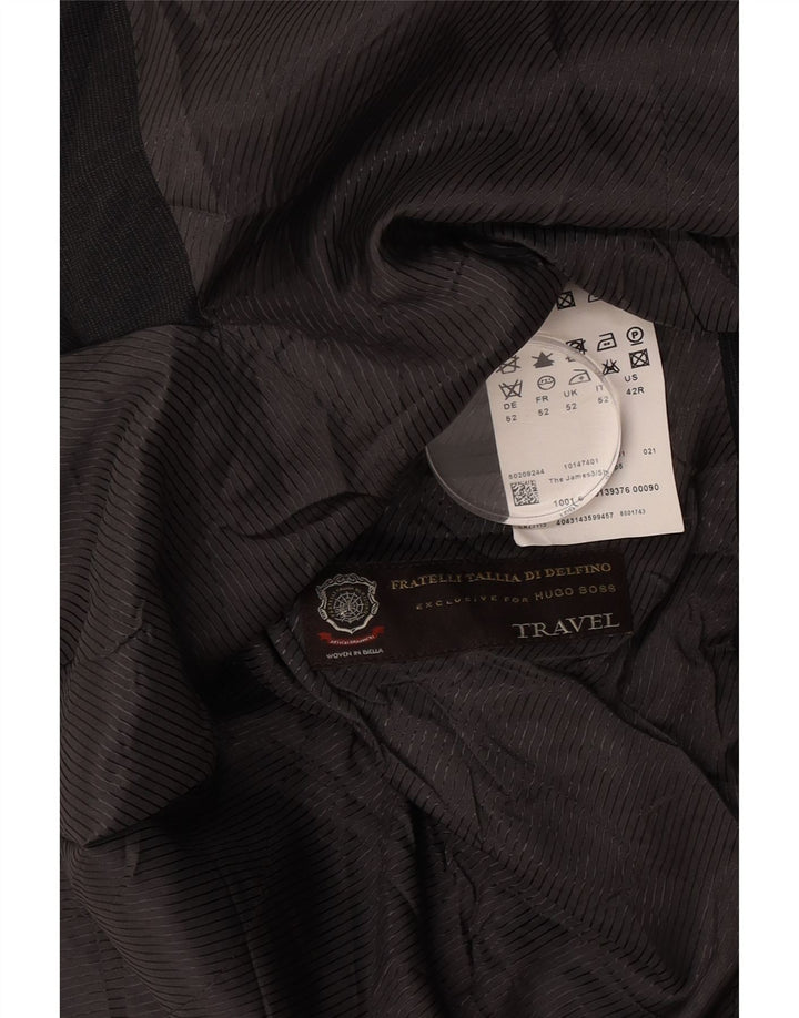 Giacca blazer da uomo a 2 bottoni Hugo Boss IT 52 XL lana vergine grigia