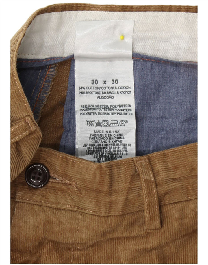 DOCKERS Pantaloni dritti da uomo in velluto a coste W30 L30 in cotone beige