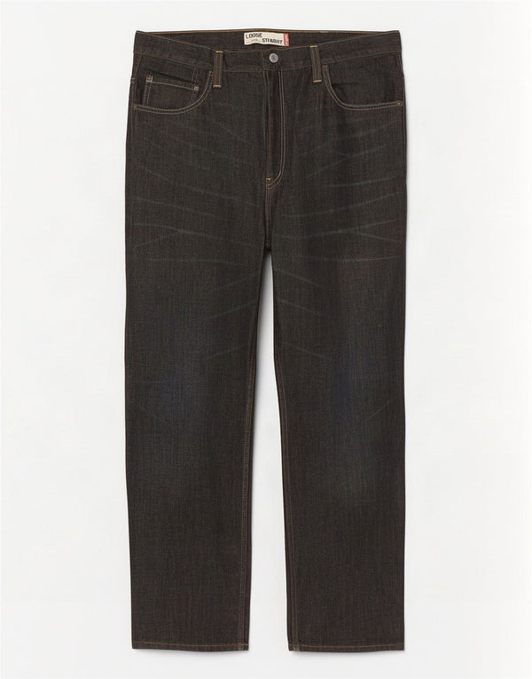 Levi's Uomo 569 Jeans dritti vestibilità ampia W38 L32 Cotone grigio