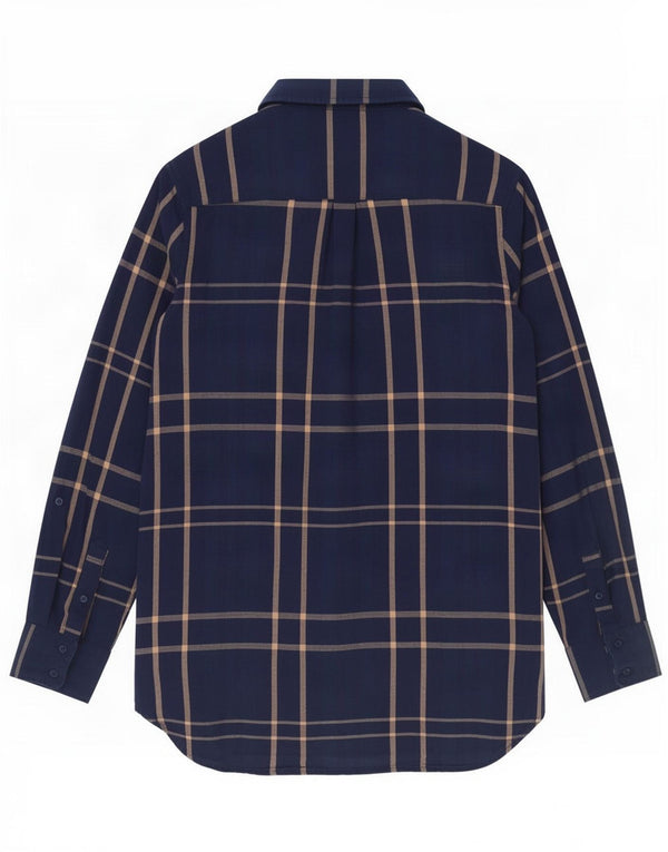Camicia da donna Fat Face UK 14 Grande cotone a quadri blu navy
