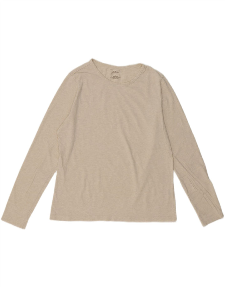 L.L.BEAN Womens Top Long Sleeve UK 16 Large Beige Cotton Vintage L.L.Bean and Second-Hand L.L.Bean from Messina Hembry 