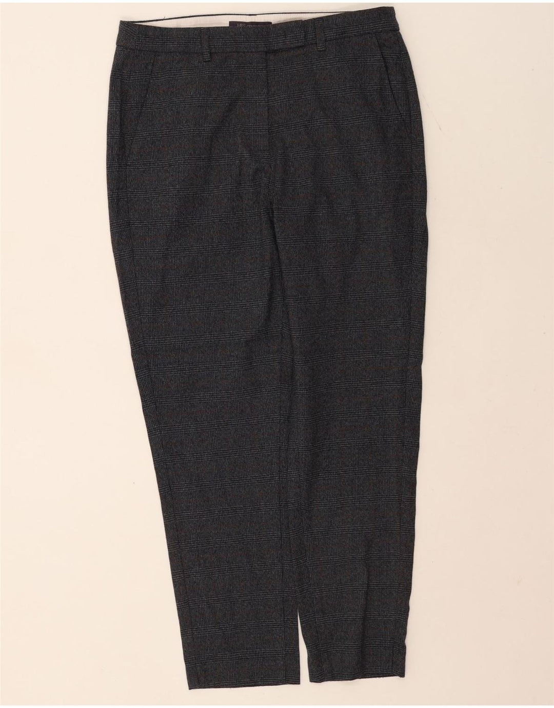 Pantaloni chino da donna Marks & Spencer UK 12 medi W30 L27 blu navy a quadri