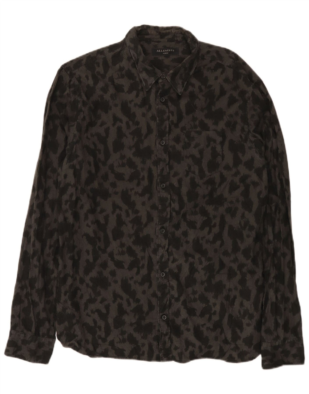 Camicia da uomo con motivo astratto All Saints, grande in cotone nero