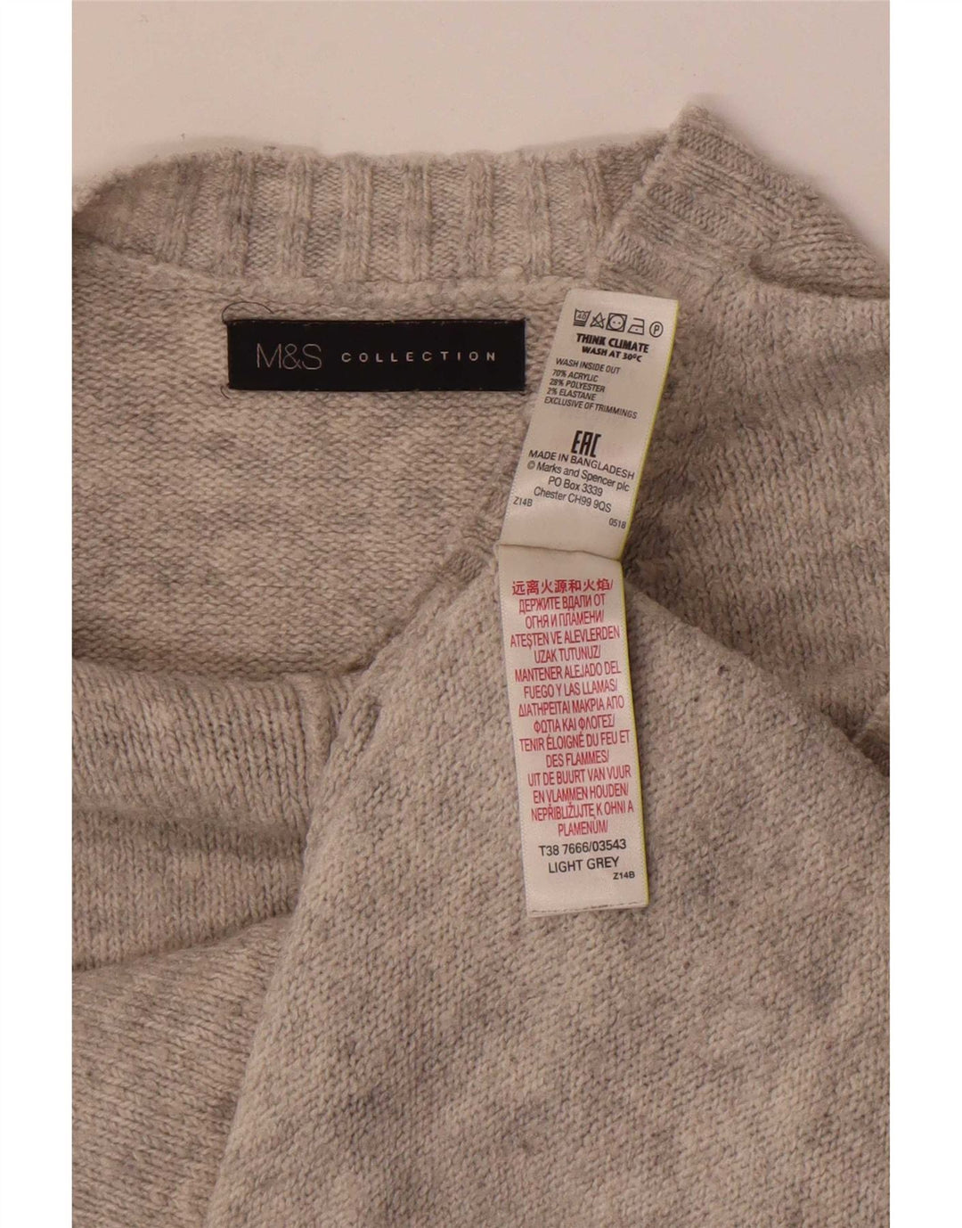 Maglione maglione girocollo da donna Marks & Spencer UK 14 Acrilico grigio medio