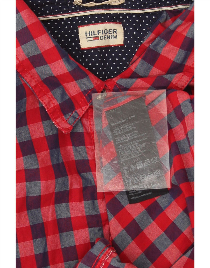 TOMMY HILFIGER Womens Shirt UK 16 Large Red Gingham Cotton Vintage Tommy Hilfiger and Second-Hand Tommy Hilfiger from Messina Hembry 
