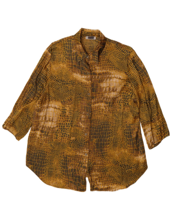 Perte by Krizia Camicia da donna con maniche a 3/4 Camicetta UK 20 2XL Marrone Stampa animalier