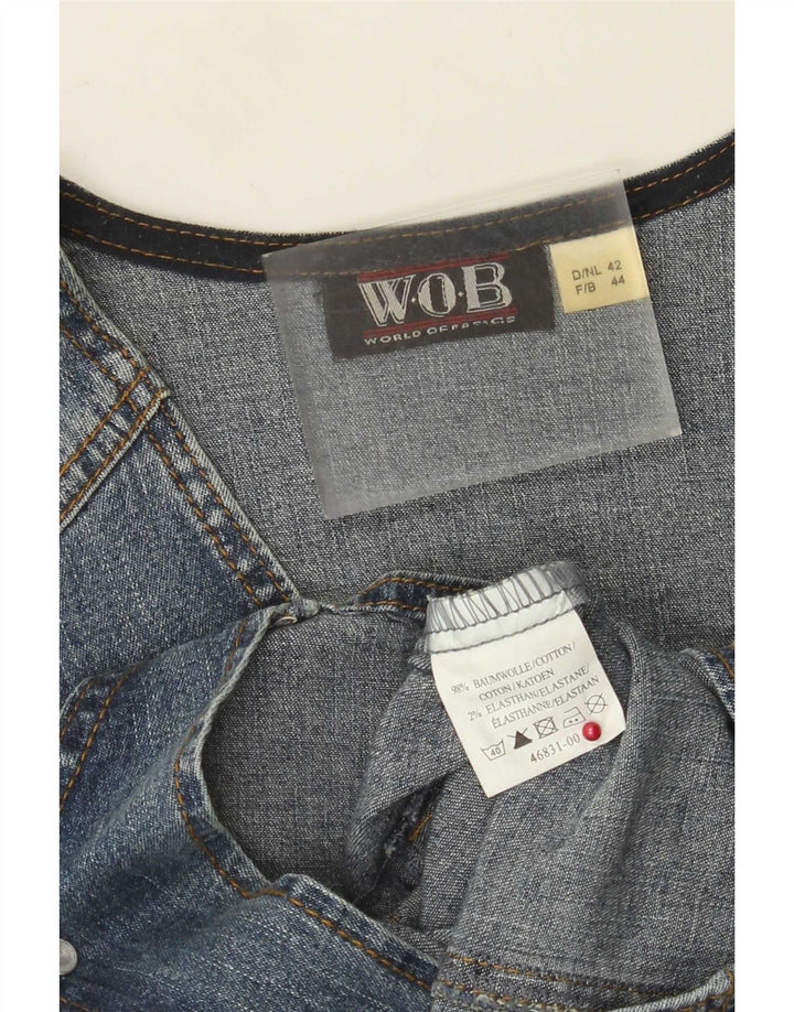 Gilet di jeans vintage da donna EU 42 grande cotone blu
