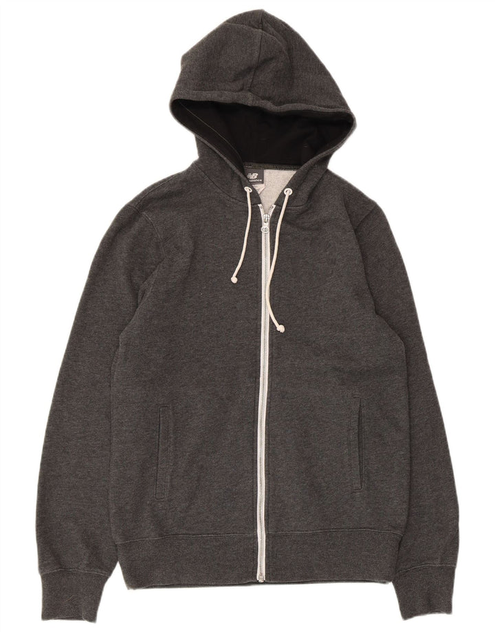Maglione con cappuccio e zip da uomo New Balance piccolo in cotone grigio