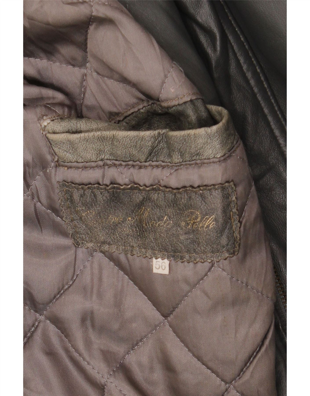 Giacca in pelle vintage da uomo IT 56 3XL Nera