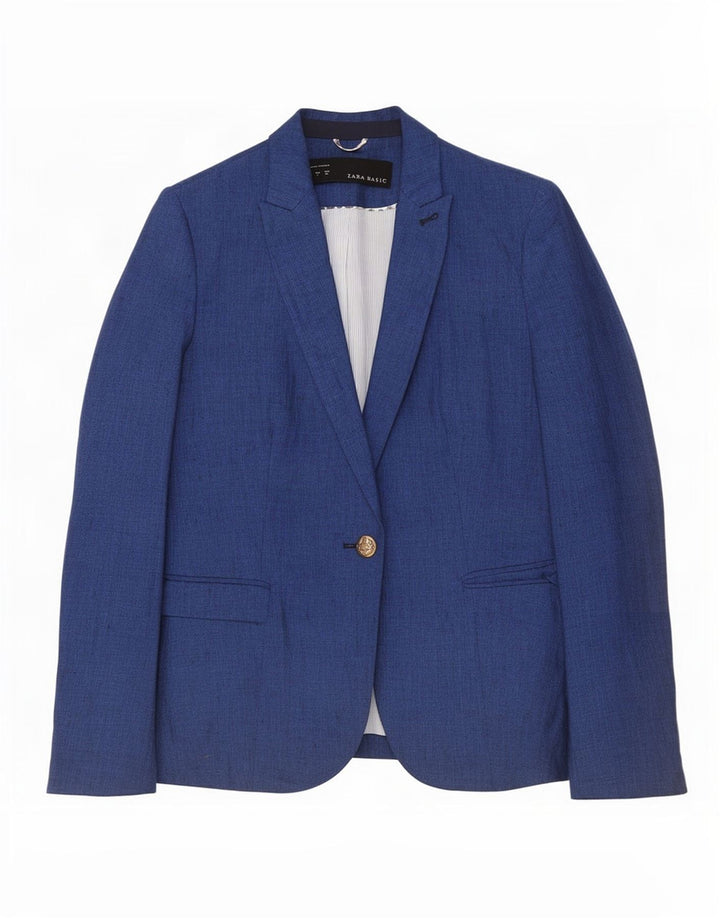Giacca blazer da donna a 1 bottone Zara UK 10 piccola in cotone blu navy
