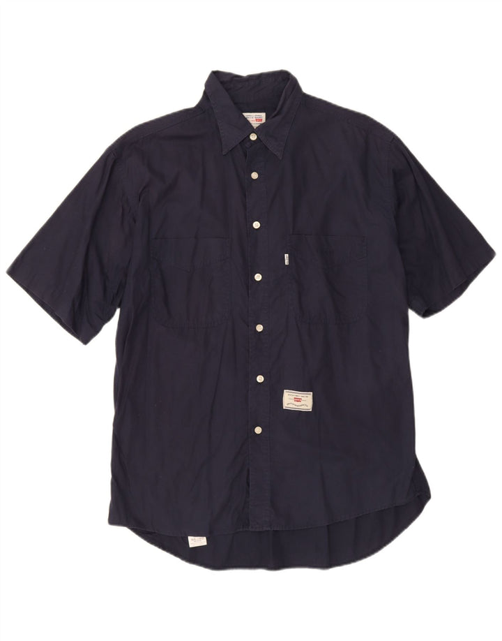 Camicia a maniche corte da uomo Levi's in cotone blu navy medio