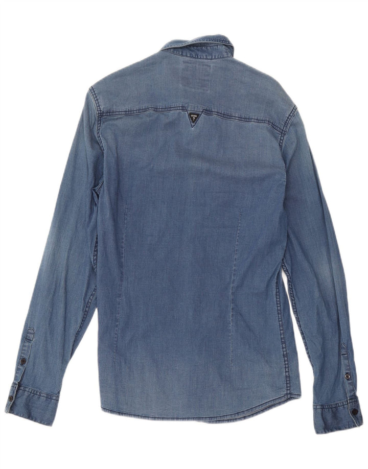 Camicia in denim da uomo slim fit Guess piccola blu