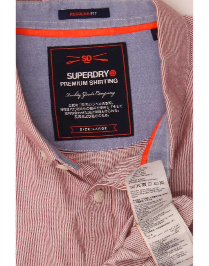 Camicia da uomo Regular Fit Superdry grande cotone gessato rosso