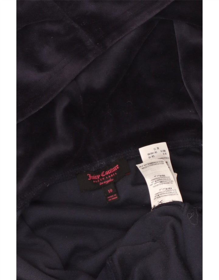 JUICY COUTURE Felpa con cappuccio con zip grafica per ragazze 9-10 anni in cotone blu navy