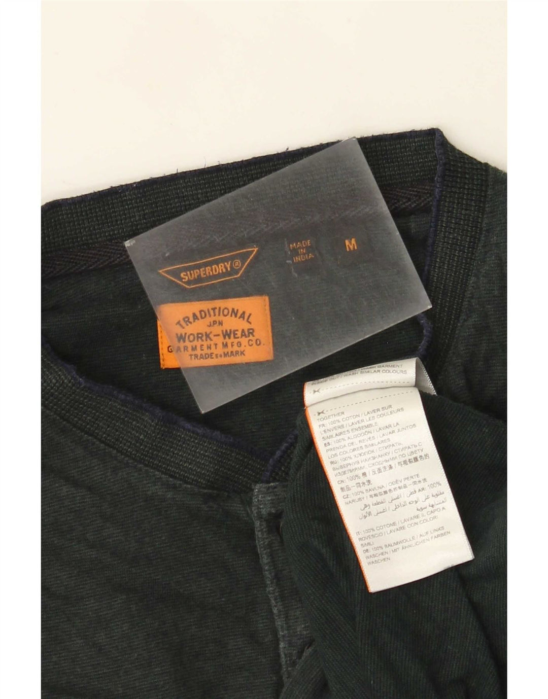 Top da uomo a maniche lunghe Superdry in cotone verde medio