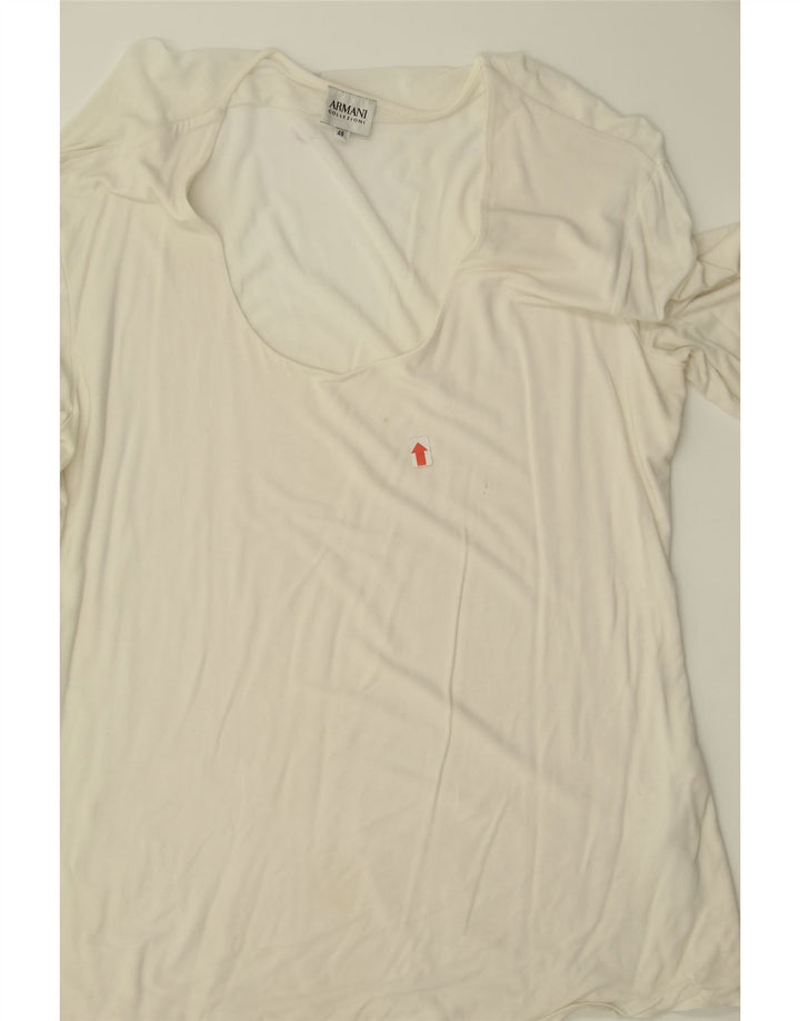 ARMANI Womens 3/4 Sleeve Blouse Top IT 48 XL White Viscose Vintage Armani and Second-Hand Armani from Messina Hembry 