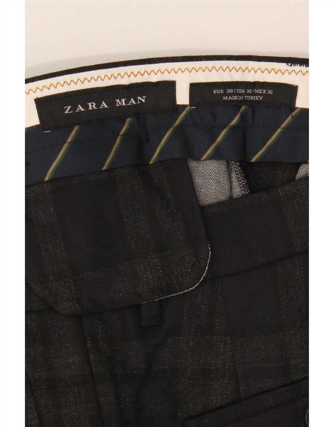 Pantaloni corti slim da uomo Zara EU 38 Small W30 L25 Poliestere a quadri grigi
