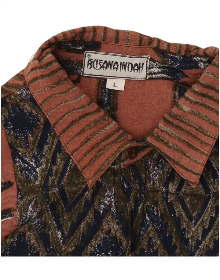 Camicia da uomo VINTAGE grande rosa geometrica