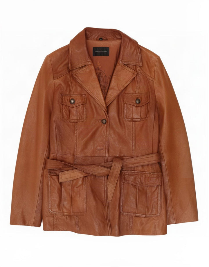 Giacca in pelle vintage da donna IT 42 Marrone medio