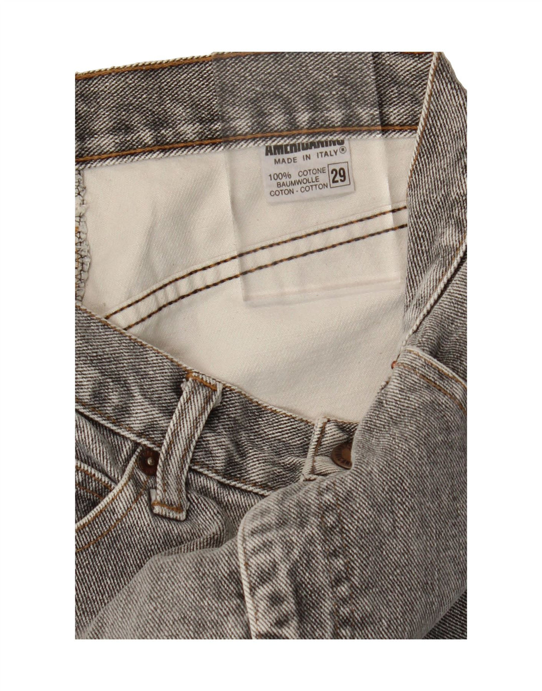 AMERICANINO Womens Denim Skirt W29 Medium Grey Cotton Vintage Americanino and Second-Hand Americanino from Messina Hembry 