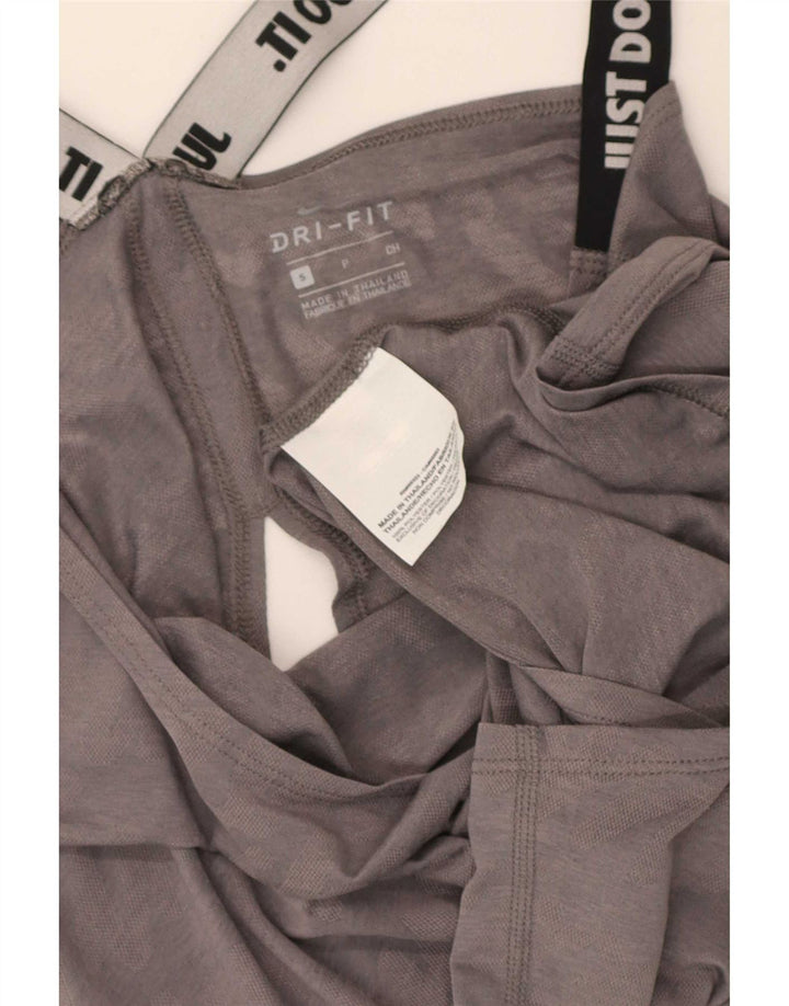 Canotta grafica Nike Dri Fit da donna UK 8 Small Grigio Colourblock in poliestere