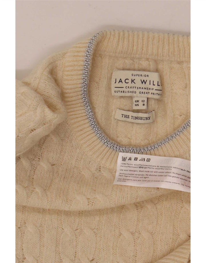 Maglione maglione con scollo a barca da donna Jack Wills UK 12 medio bianco sporco
