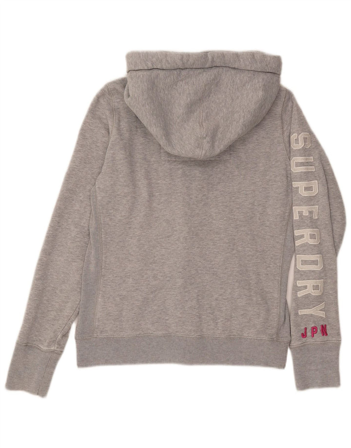 Maglione con cappuccio e zip grafica da donna Superdry UK 14 Cotone grigio medio