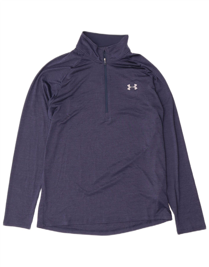 Maglia da ginnastica Under Armour da uomo con collo e zip, media, blu navy