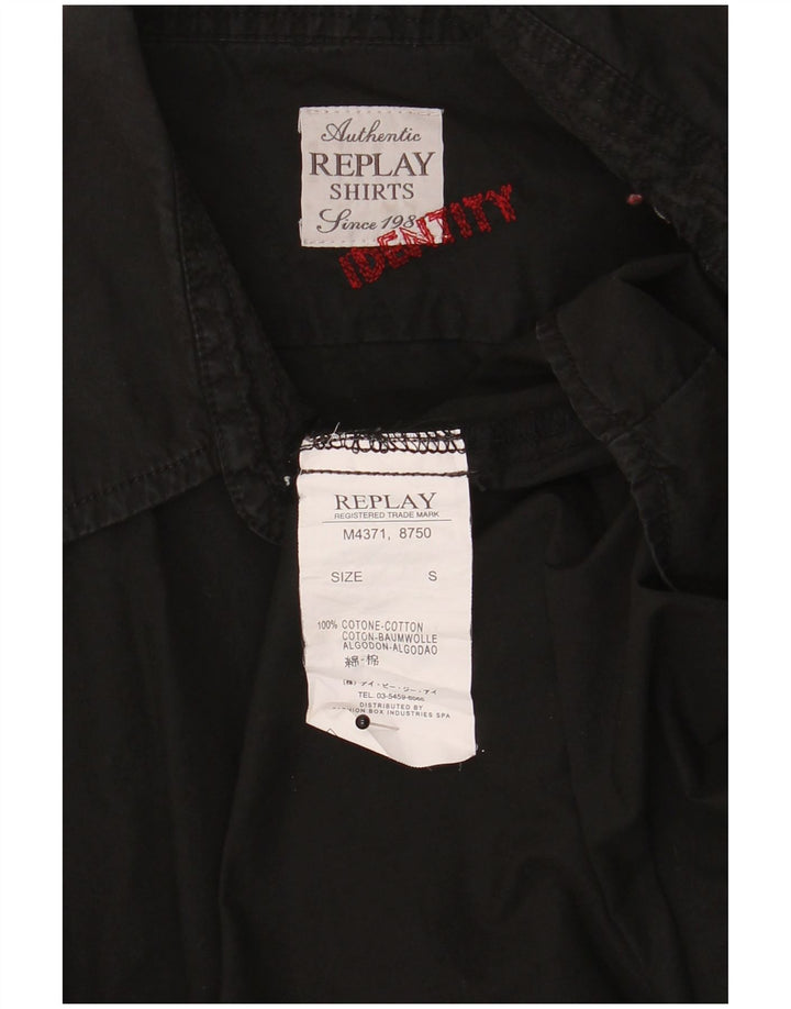 Camicia da uomo Replay piccola in cotone nero