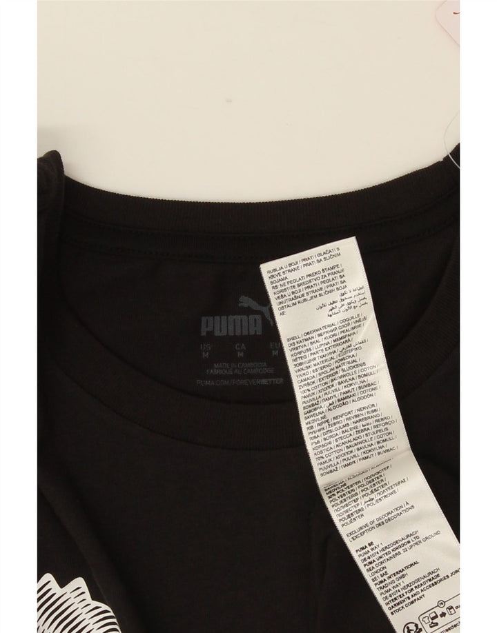 T-shirt grafica da uomo Puma Top in cotone nero medio