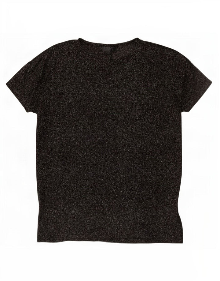 Topshop T-shirt oversize da donna Top UK 8 Small Poliestere chiazzato nero