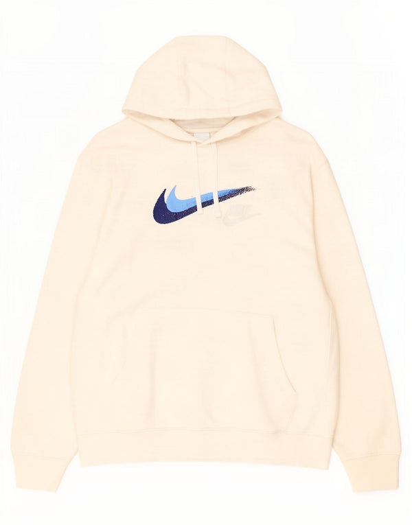 Felpa con cappuccio grafica da uomo Nike Large in cotone bianco