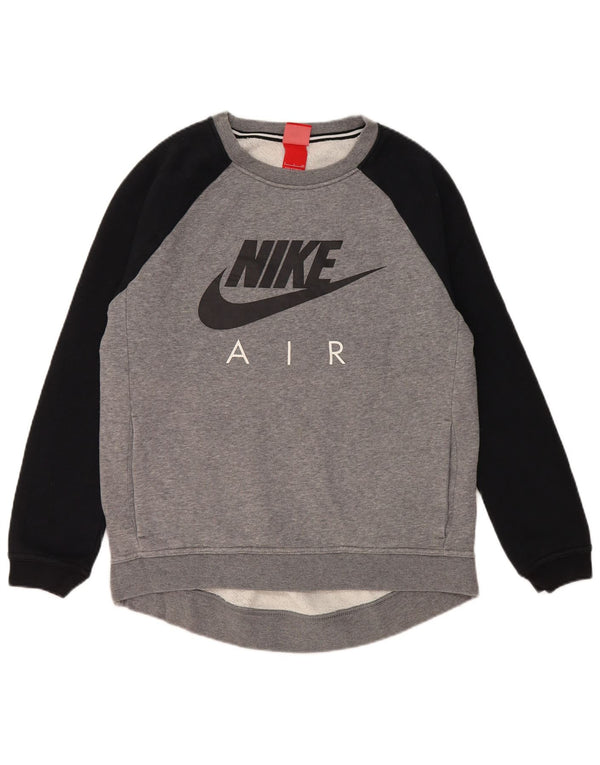 Felpa con grafica Nike da uomo, piccola, in cotone color block grigio