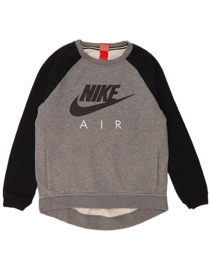 Felpa con grafica Nike da uomo, piccola, in cotone color block grigio