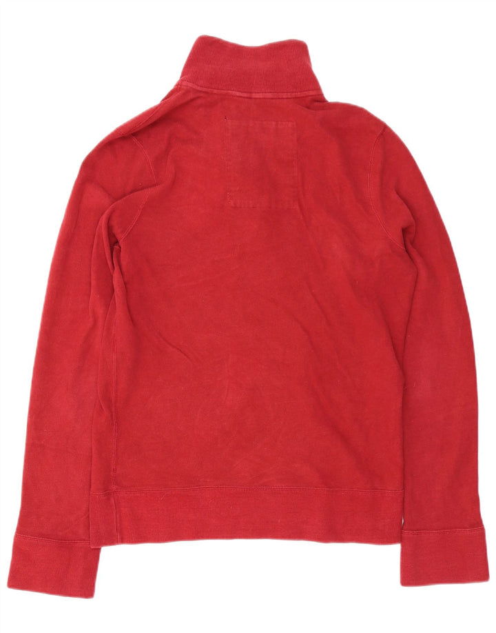 Felpa Hollister da uomo con collo con bottoni grafici, maglione, cotone rosso medio