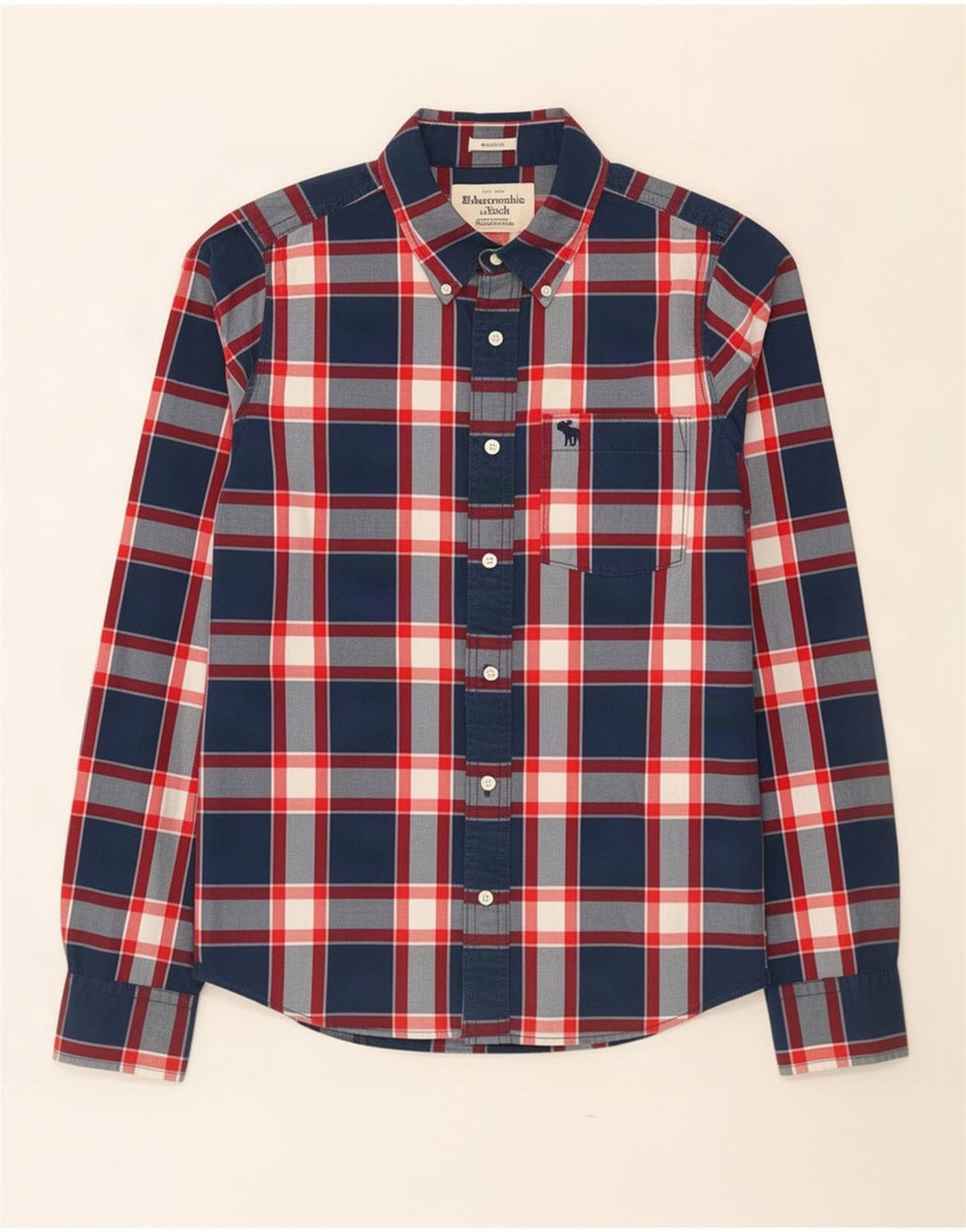Camicia da uomo Abercrombie & Fitch in cotone a quadri blu navy medio