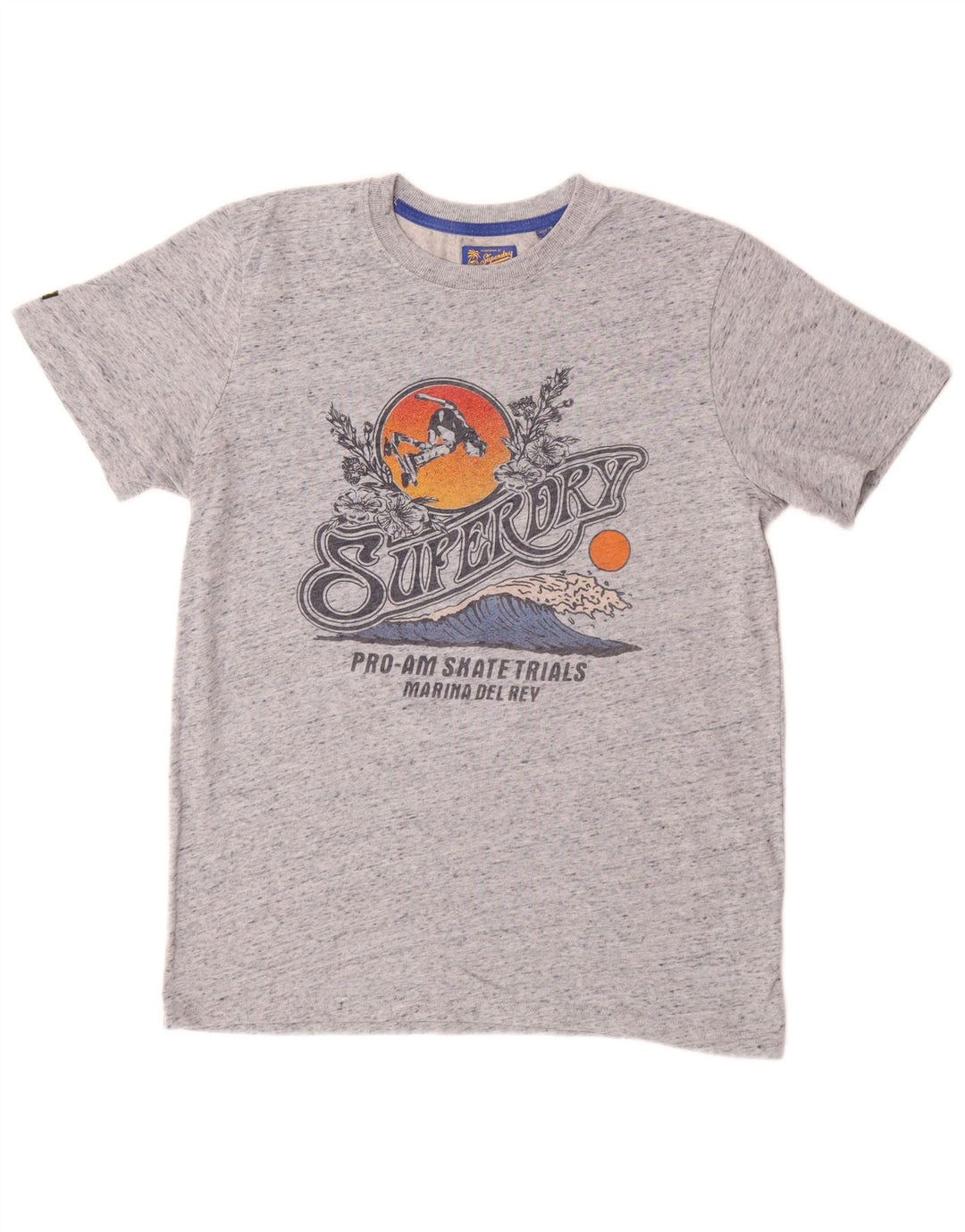 T-shirt grafica da uomo SUPERDRY Top in cotone screziato grigio medio
