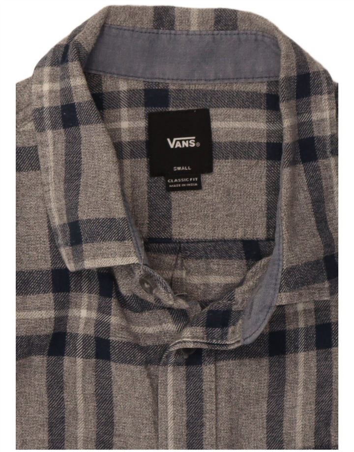 Camicia Vans da uomo in flanella dal taglio classico, in cotone a quadri grigi piccoli