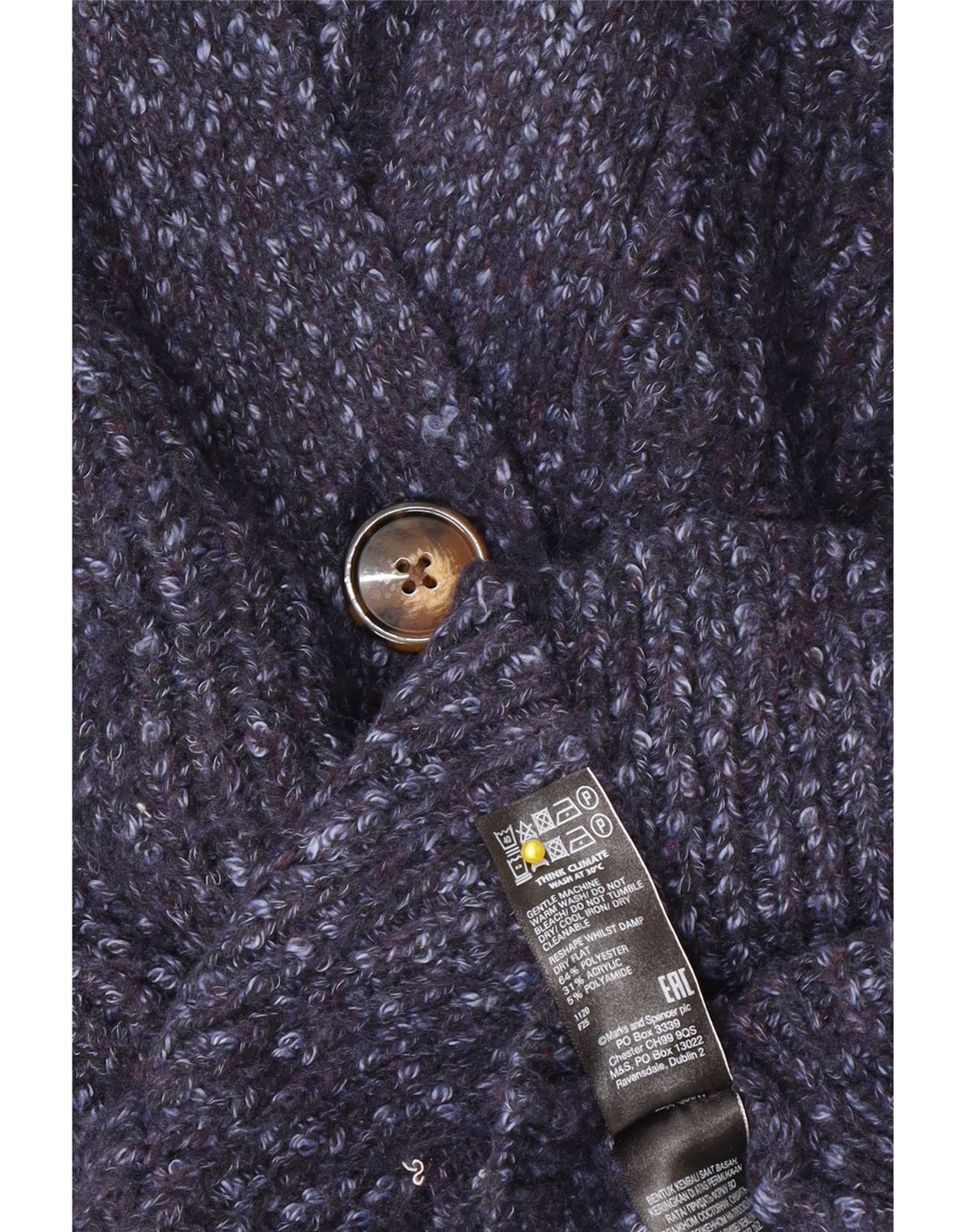 Maglione cardigan oversize da donna Marks & Spencer UK 14 Blu medio screziato