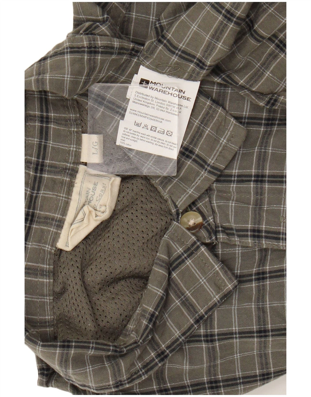 Camicia da uomo a maniche corte Mountain Warehouse in cotone a quadri verdi grandi